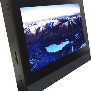 SERIE FE FE6100CE monitor industriale, cornice nera in plastica, display LCD, supporto inclinabile.